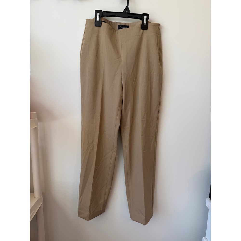 Talbots Womens Size 6 Tan Khaki Side Zip Straight Leg Dress Pants Trousers 0858